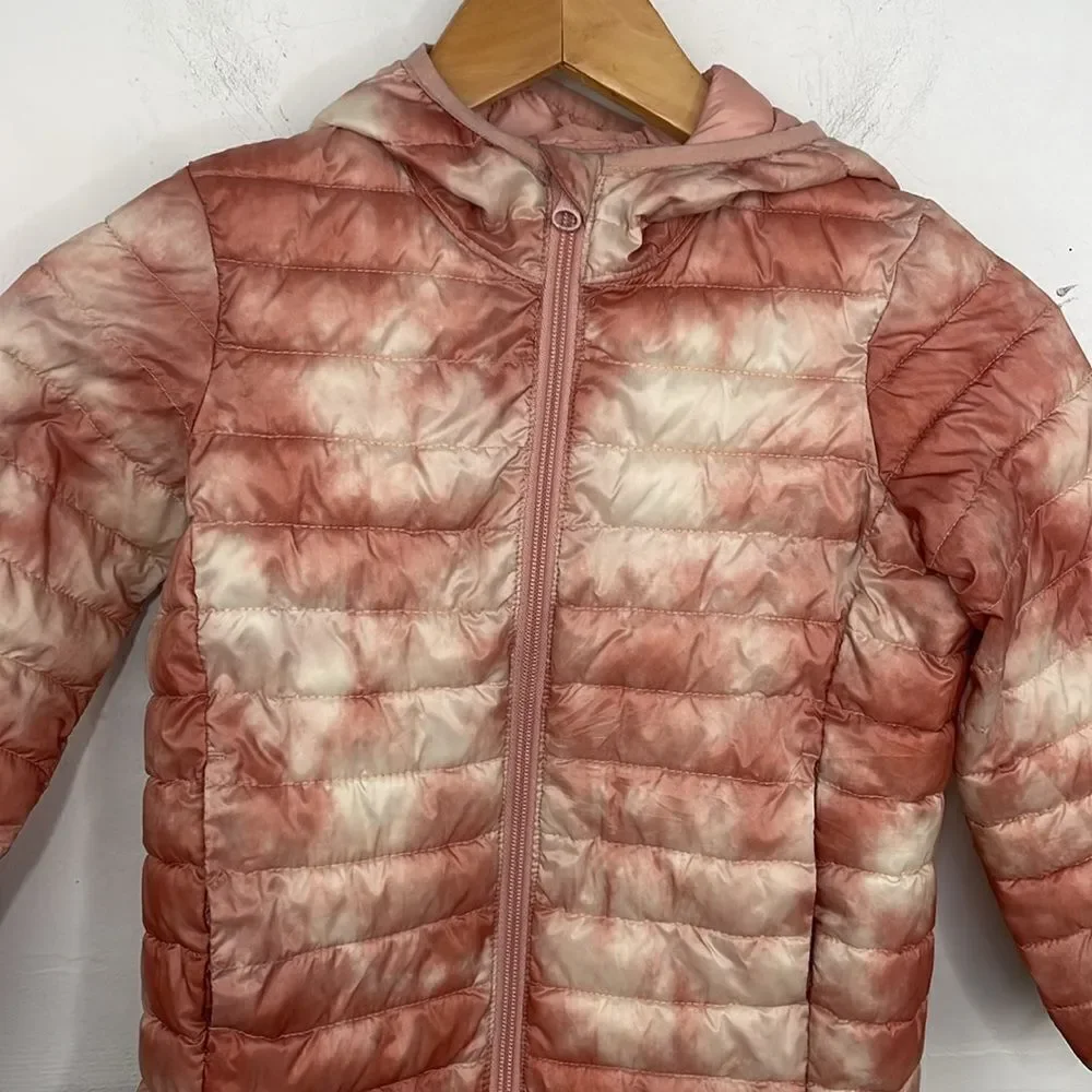 Gap Kids 100% Recycled Polyester Cold Control Puffer Jacket Pink Tie Dye size XS